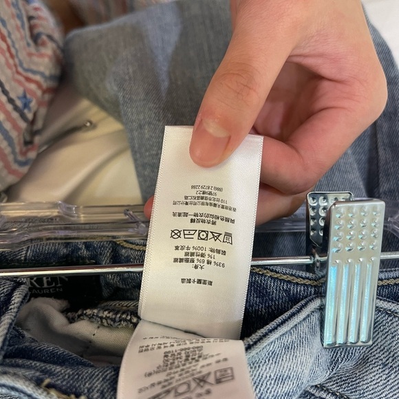 RALPH RAUREN High Rise Skinny Ankle Jeans with White Tuxedo Stripe Light Blue - Picture 9 of 13